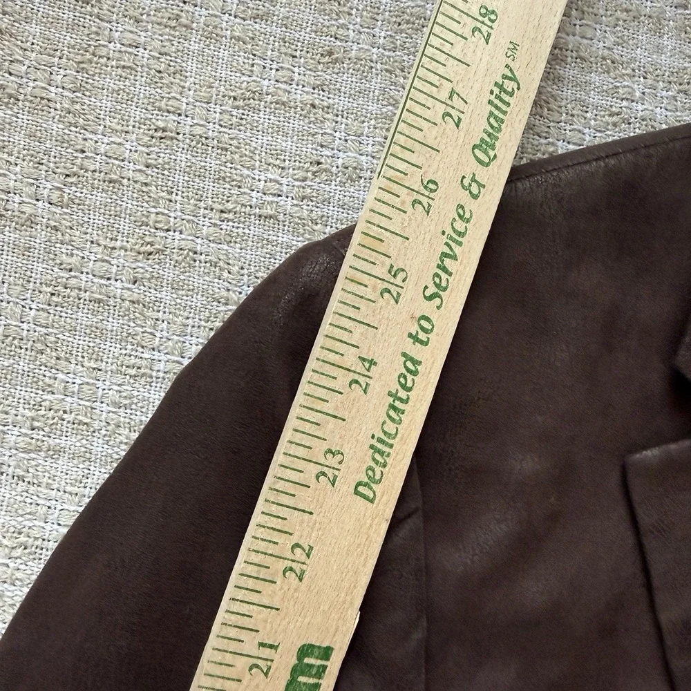 APT 9 Brown Faux Leather Blazer Size 40R Jacket Classic Y2K Grunge Dark Academia